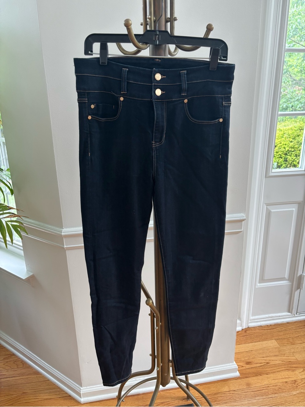 Liverpool dark blue High-Rise Ankle Jeggings with Gold Hardware